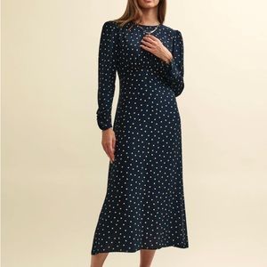 COPY - Nobody’s child black spot long sleeve sienna midi dress